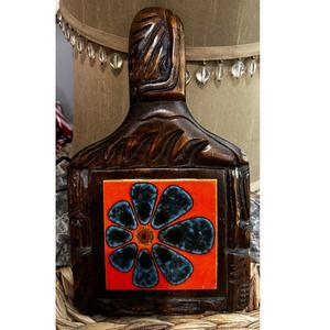 Vintage Trivet - Honduras - Mexican Tile With Hand Carved Wood 12" tall